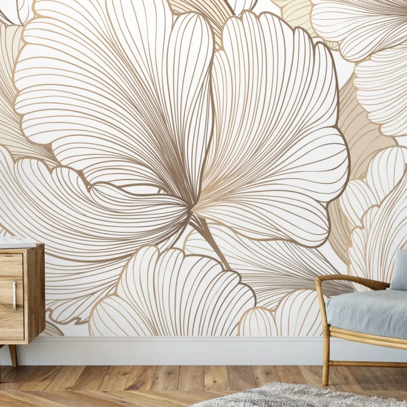 Fototapeta delikatna beżowa ilustracja kwiatowa – Wallissimo® Fototapeta delikatna beżowa ilustracja kwiatowa – Wallissimo®