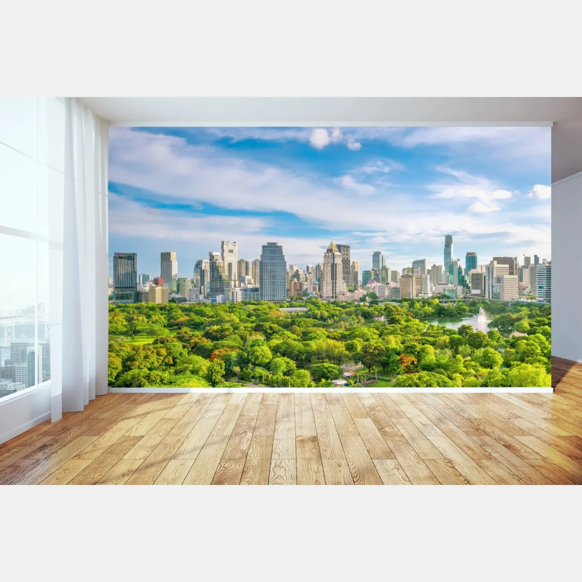 Fototapeta słoneczna panorama Bangkoku nad parkiem Lumpini – Wallissimo® Fototapeta słoneczna panorama Bangkoku nad parkiem Lumpini – Wallissimo®