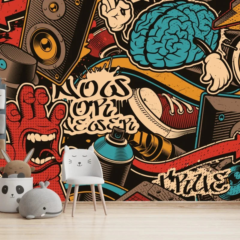 Fototapeta miejski kolaż graffiti i pop-artu – Wallissimo® Fototapeta miejski kolaż graffiti i pop-artu – Wallissimo®