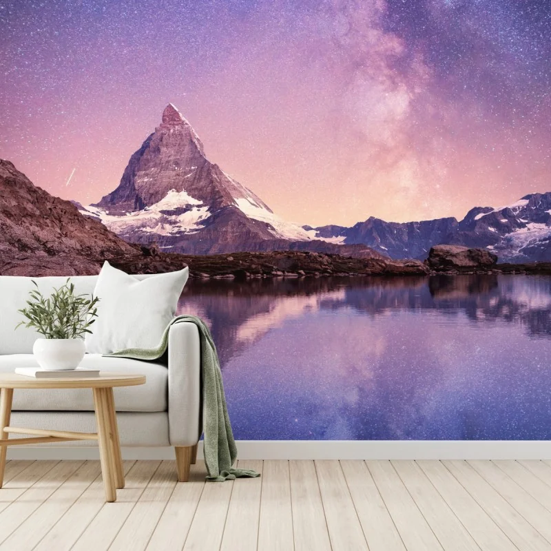 Fototapeta nocne odbicie Matterhornu pod gwiazdami – Wallissimo® Fototapeta nocne odbicie Matterhornu pod gwiazdami – Wallissimo®