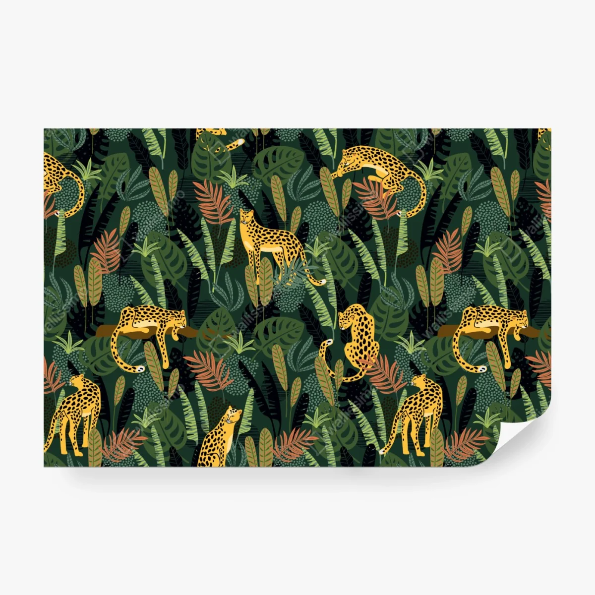 Fototapeta tropikalny wzór z lampartami – Wallissimo® Fototapeta tropikalny wzór z lampartami – Wallissimo®