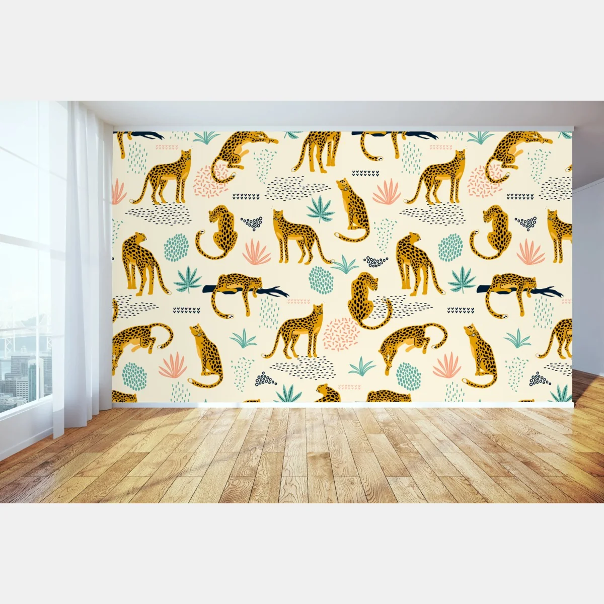 Fototapeta wzór z gepardami w pastelowych tonach – Wallissimo® Fototapeta wzór z gepardami w pastelowych tonach – Wallissimo®