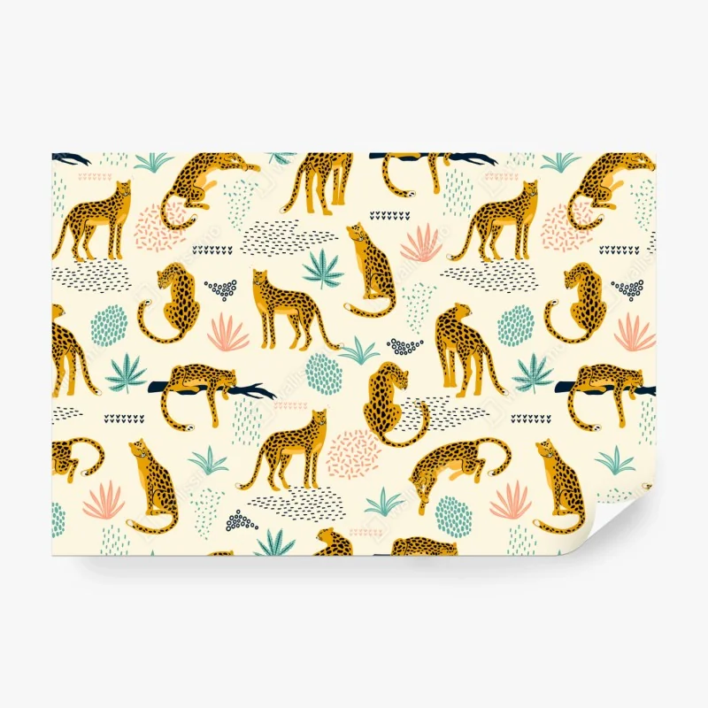 Fototapeta różowa laguna z flamingami i odbiciem gór – Wallissimo®