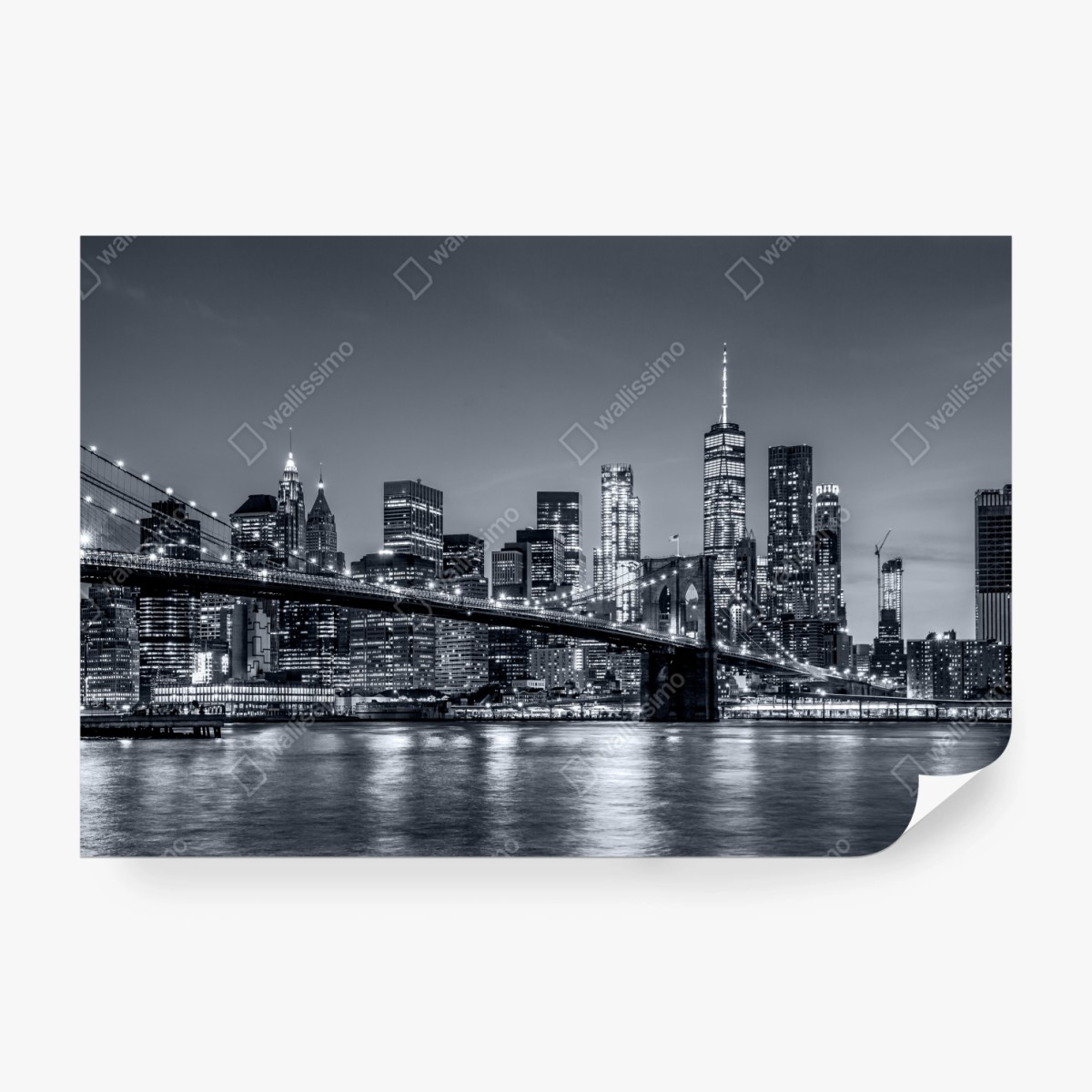 Fototapeta Nowy Jork panorama nocna z Mostem Brooklińskim – Wallissimo®