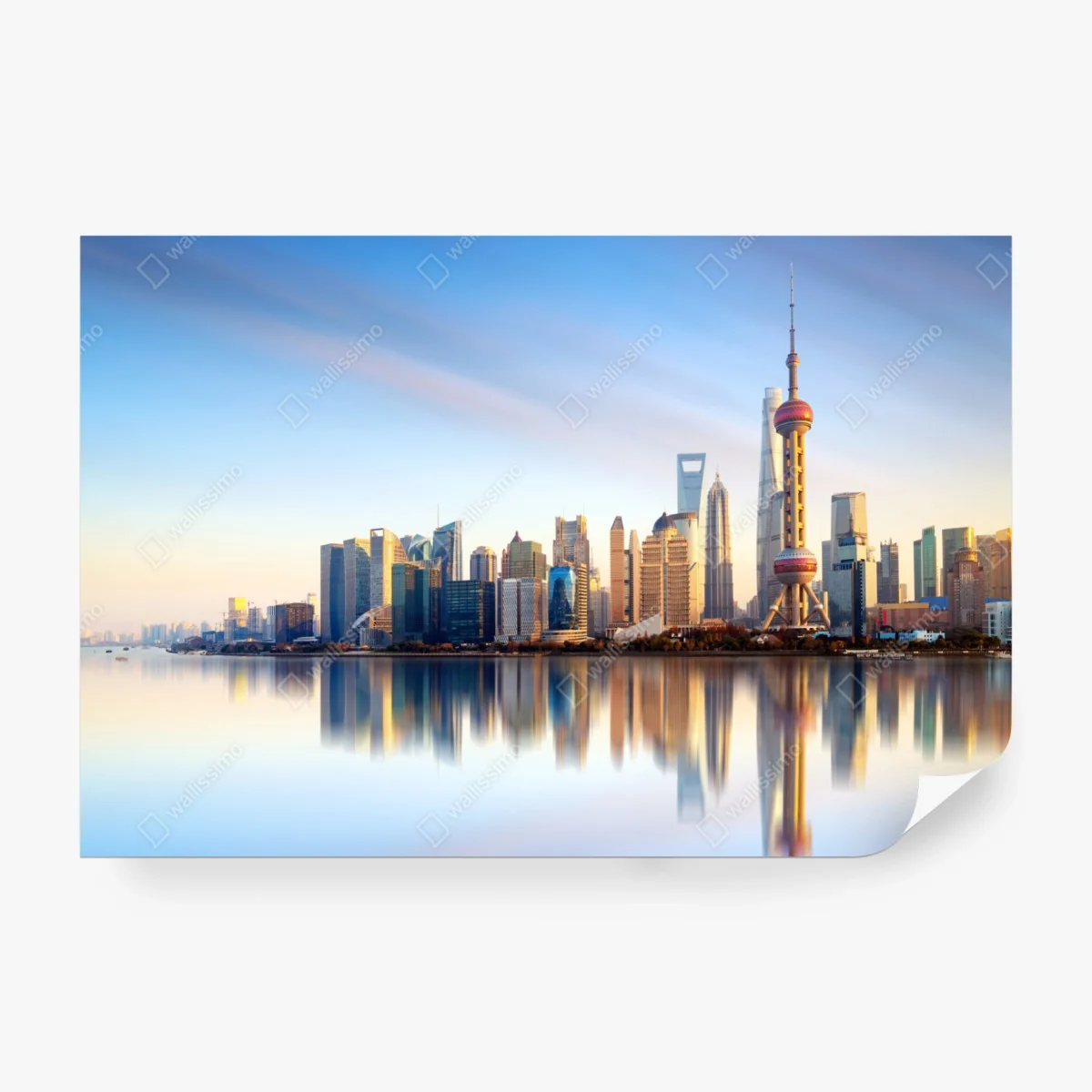 Fototapeta Szanghaj linia horyzontu nad wodą – Wallissimo® Fototapeta Szanghaj linia horyzontu nad wodą – Wallissimo®