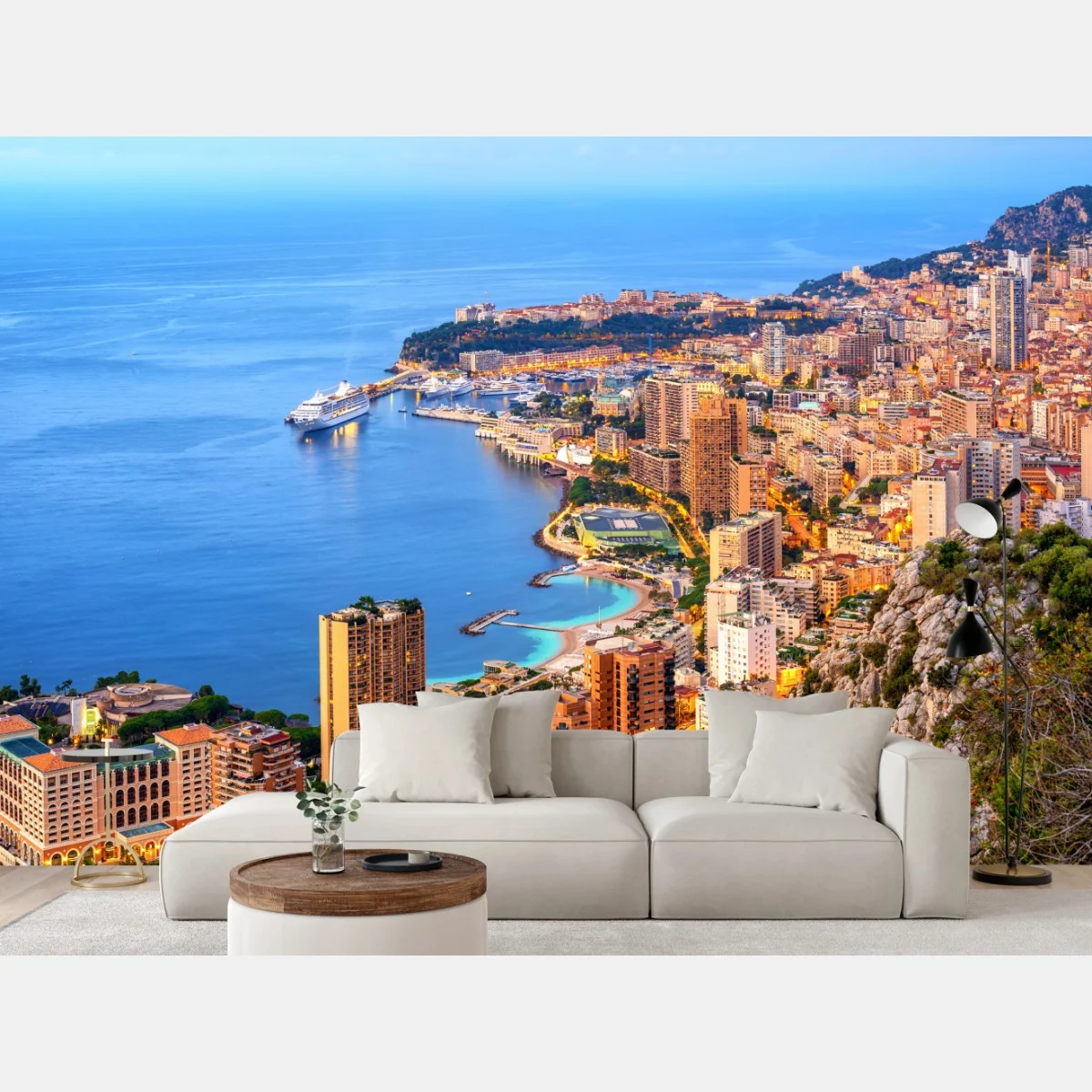 Fototapeta Monako panorama wybrzeża o zmierzchu – Wallissimo® Fototapeta Monako panorama wybrzeża o zmierzchu – Wallissimo®