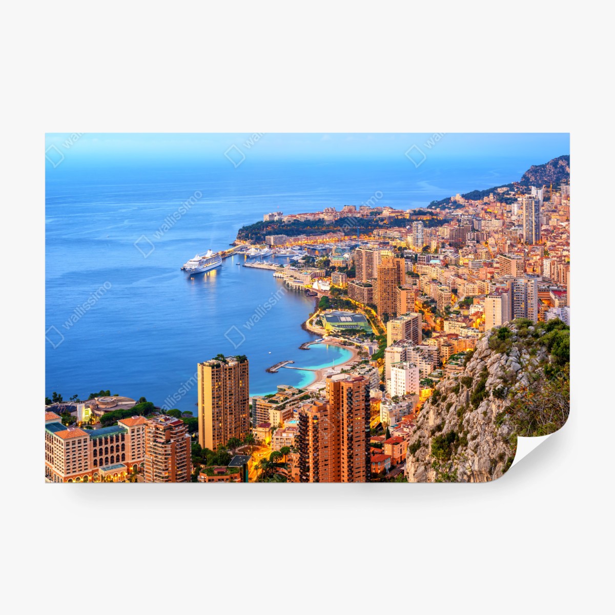 Fototapeta Monako panorama wybrzeża o zmierzchu – Wallissimo® Fototapeta Monako panorama wybrzeża o zmierzchu – Wallissimo®