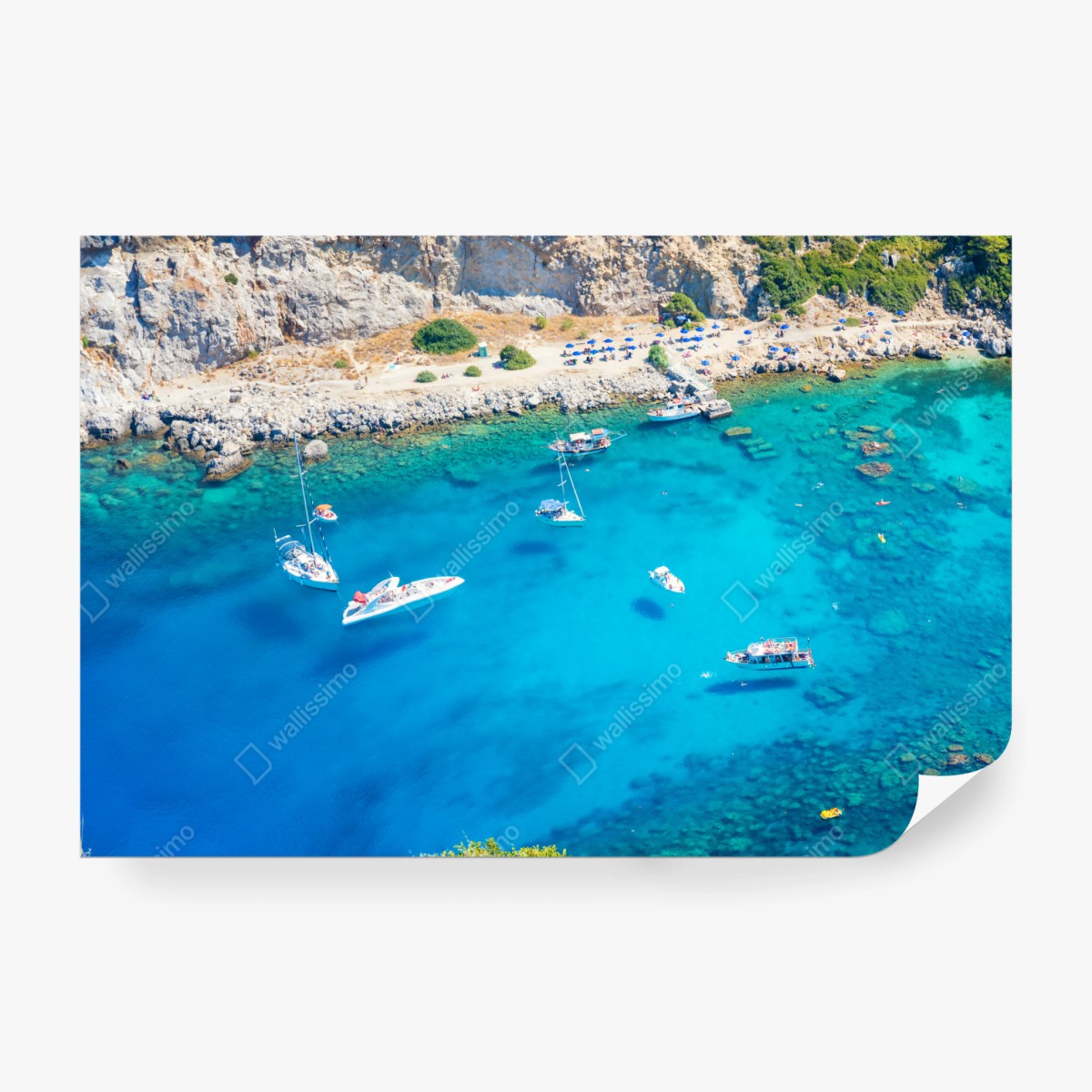 Fototapeta widok z lotu ptaka na zatokę Anthony Quinn, Rodos – Wallissimo® Fototapeta widok z lotu ptaka na zatokę Anthony Quinn, Rodos – Wallissimo®
