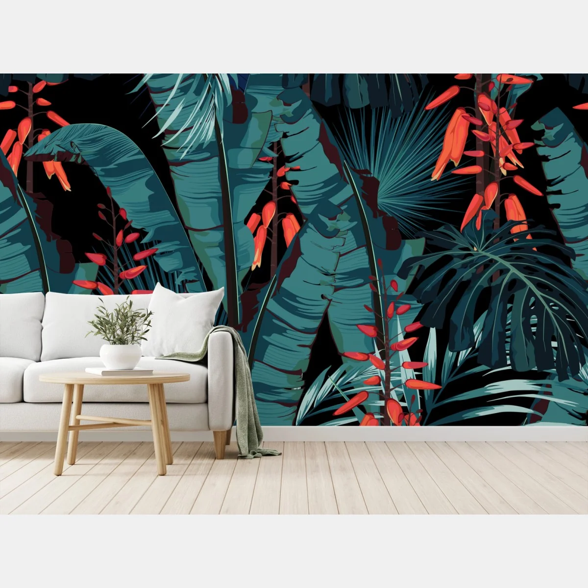 Fototapeta tropikalny turkusowy motyw dżungli – Wallissimo® Fototapeta tropikalny turkusowy motyw dżungli – Wallissimo®