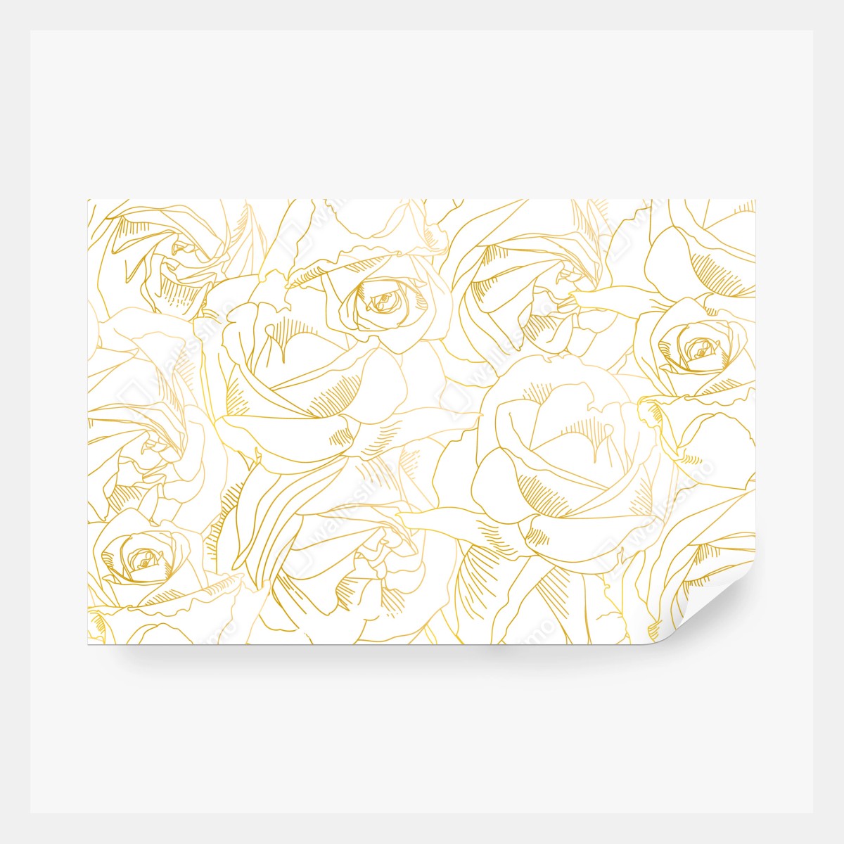 Fototapeta delikatne złote róże — elegancki wzór kwiatowy – Wallissimo® Fototapeta delikatne złote róże — elegancki wzór kwiatowy – Wallissimo®