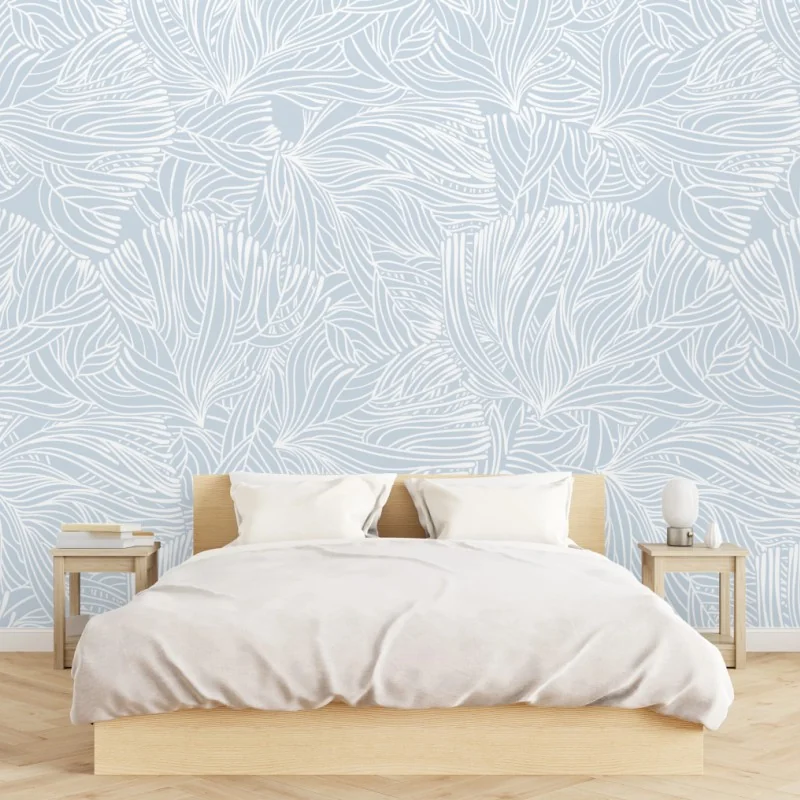 Fototapeta delikatny niebieski wzór botaniczny – Wallissimo® Fototapeta delikatny niebieski wzór botaniczny – Wallissimo®