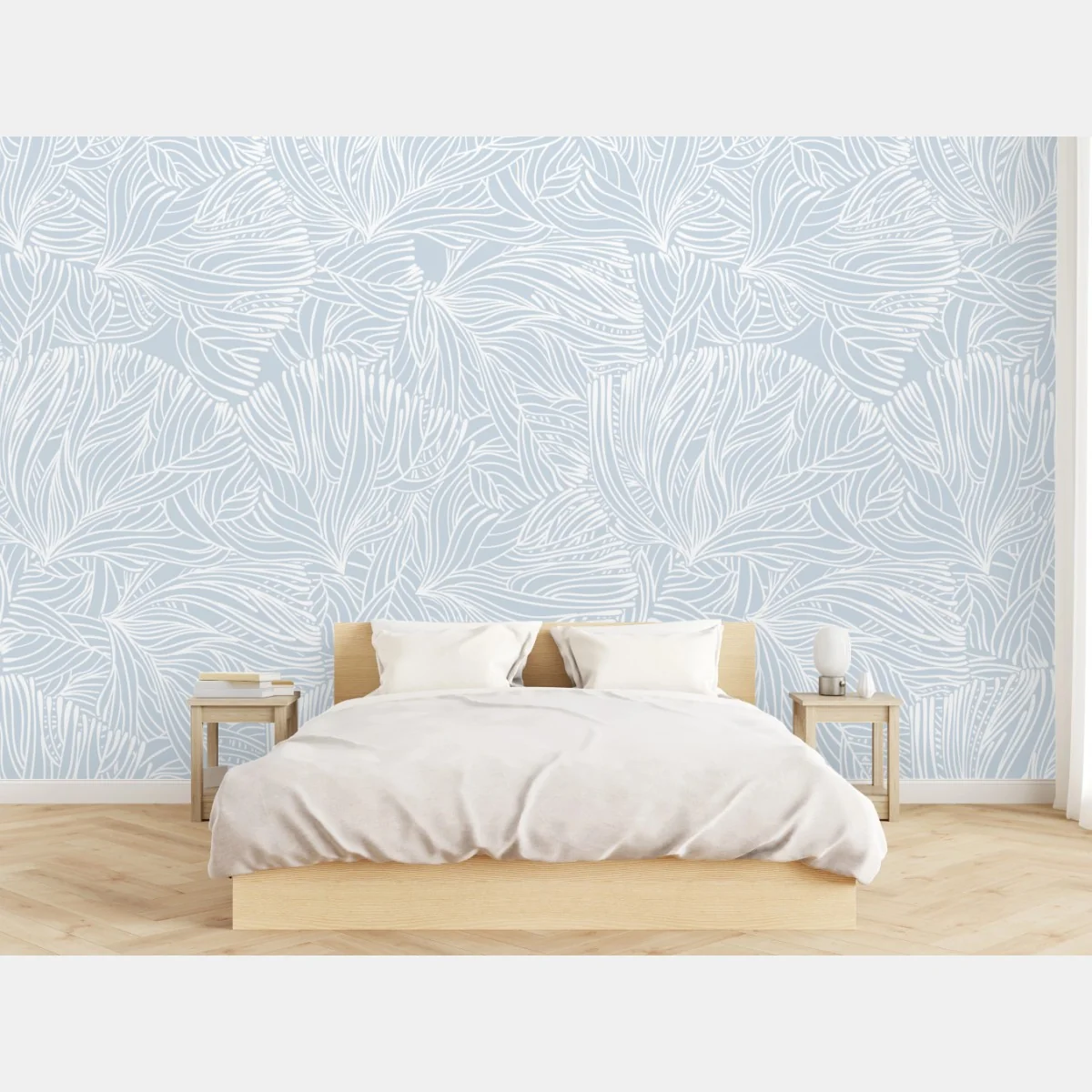 Fototapeta delikatny niebieski wzór botaniczny – Wallissimo® Fototapeta delikatny niebieski wzór botaniczny – Wallissimo®