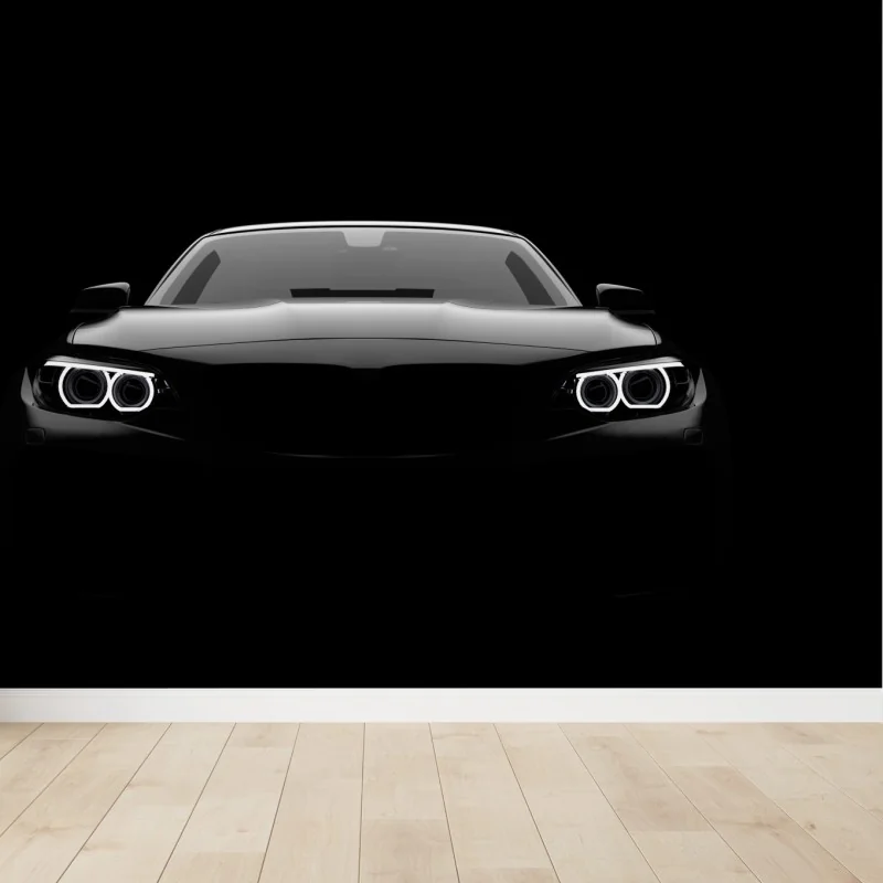 Fototapeta szykowny czarny samochód sportowy z przodu – Wallissimo® Fototapeta szykowny czarny samochód sportowy z przodu – Wallissimo®