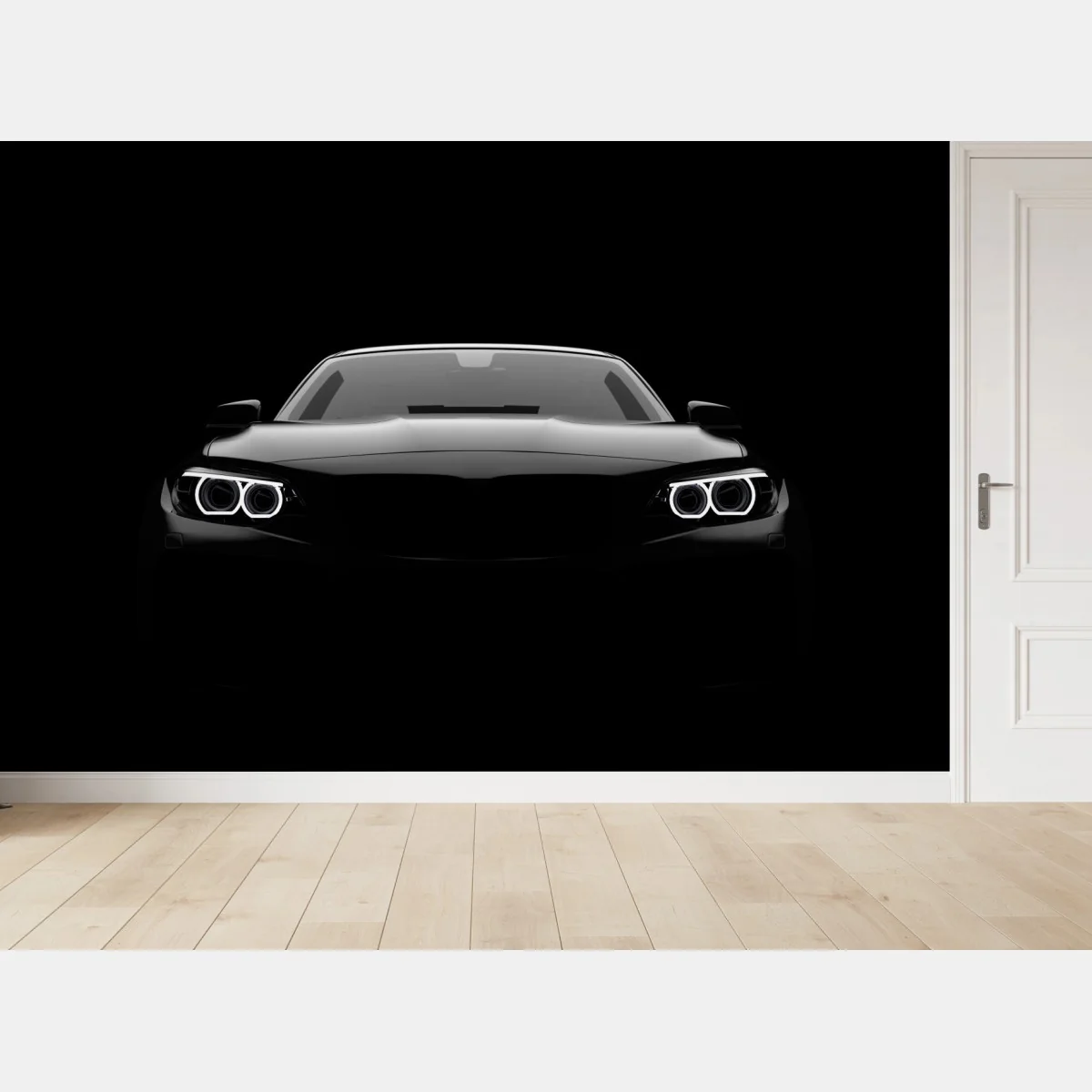 Fototapeta szykowny czarny samochód sportowy z przodu – Wallissimo® Fototapeta szykowny czarny samochód sportowy z przodu – Wallissimo®