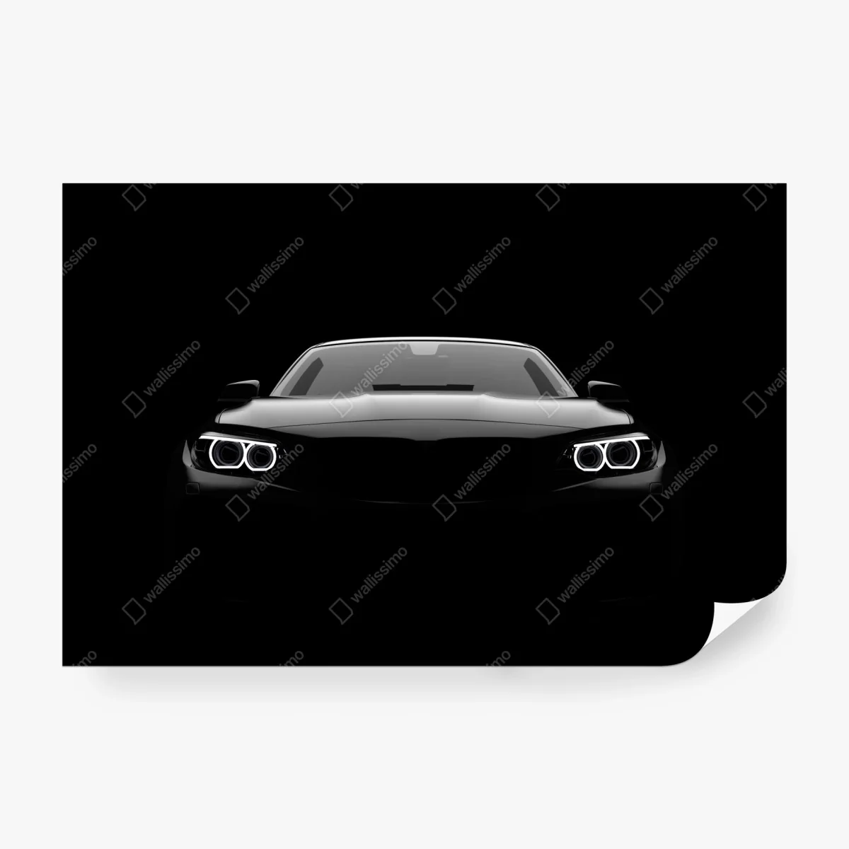 Fototapeta szykowny czarny samochód sportowy z przodu – Wallissimo® Fototapeta szykowny czarny samochód sportowy z przodu – Wallissimo®