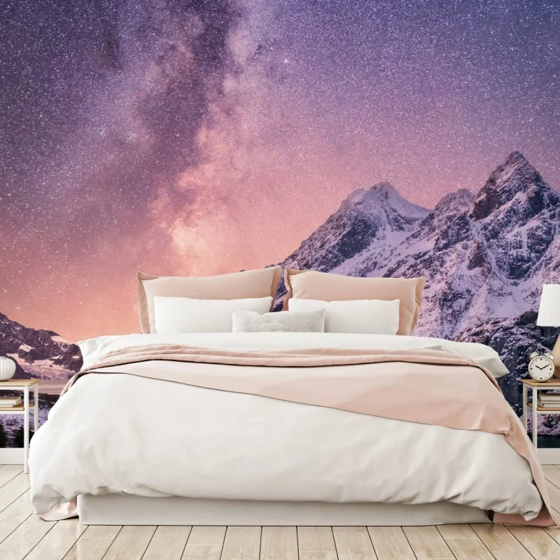 Fototapeta droga mleczna nad ośnieżonymi górami w Norwegii – Wallissimo® Fototapeta droga mleczna nad ośnieżonymi górami w Norwegii – Wallissimo®