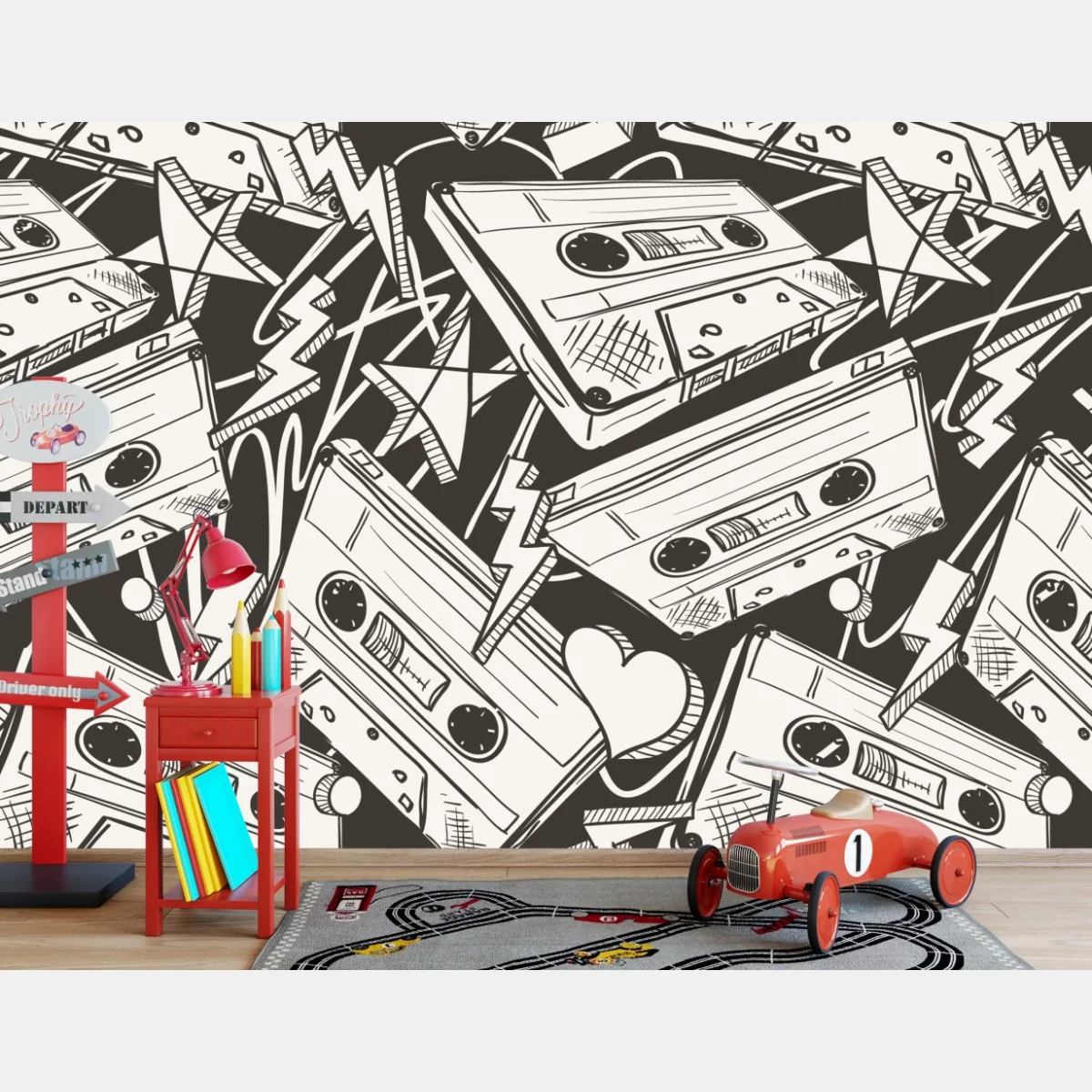 Fototapeta wzór kaset magnetofonowych w stylu retro – Wallissimo® Fototapeta wzór kaset magnetofonowych w stylu retro – Wallissimo®