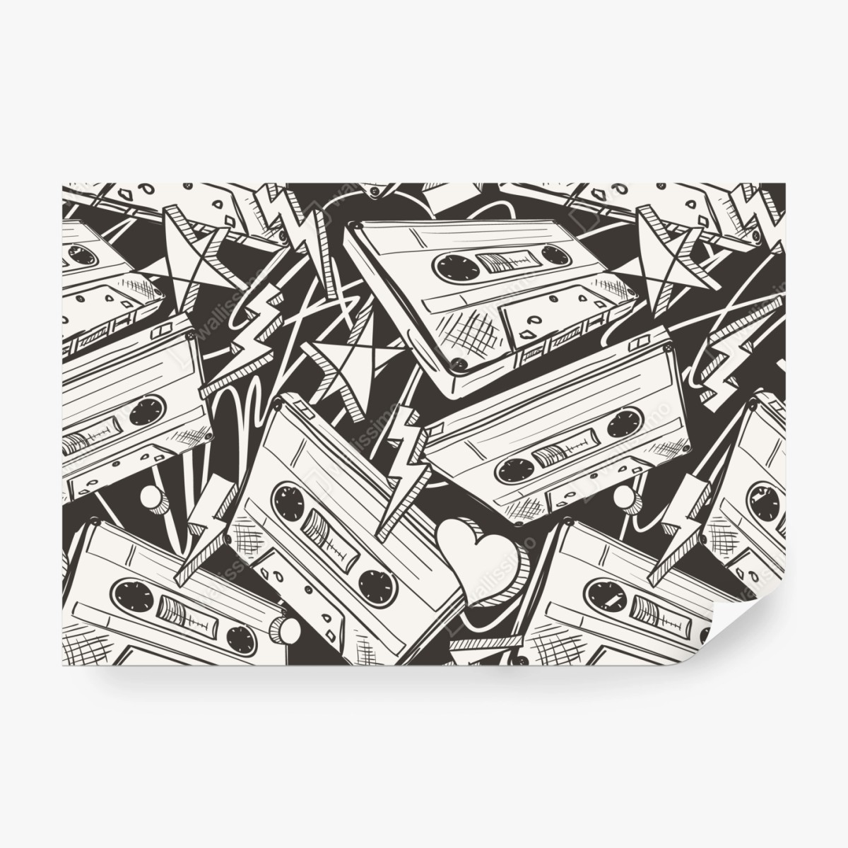 Fototapeta wzór kaset magnetofonowych w stylu retro – Wallissimo® Fototapeta wzór kaset magnetofonowych w stylu retro – Wallissimo®