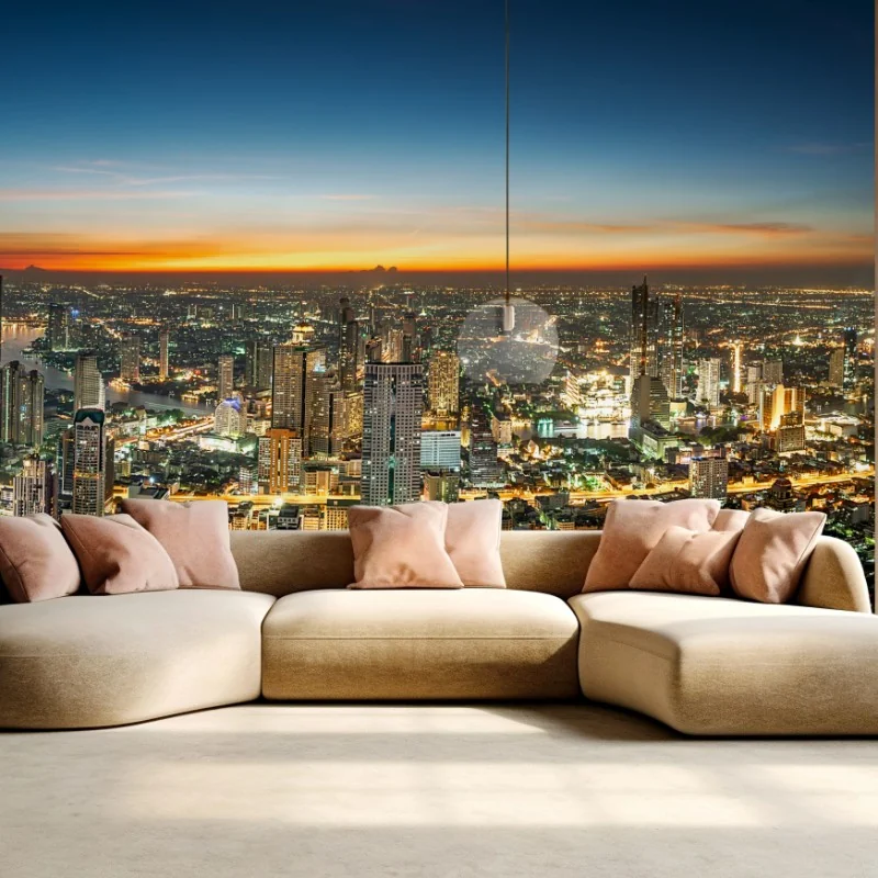 Fototapeta panorama Bangkoku o zmierzchu – Wallissimo® Fototapeta panorama Bangkoku o zmierzchu – Wallissimo®