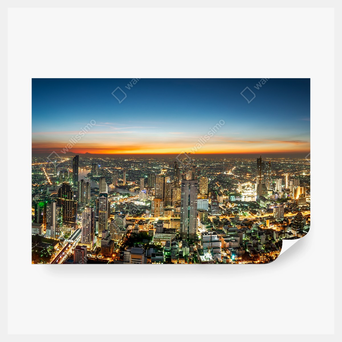 Fototapeta panorama Bangkoku o zmierzchu – Wallissimo® Fototapeta panorama Bangkoku o zmierzchu – Wallissimo®