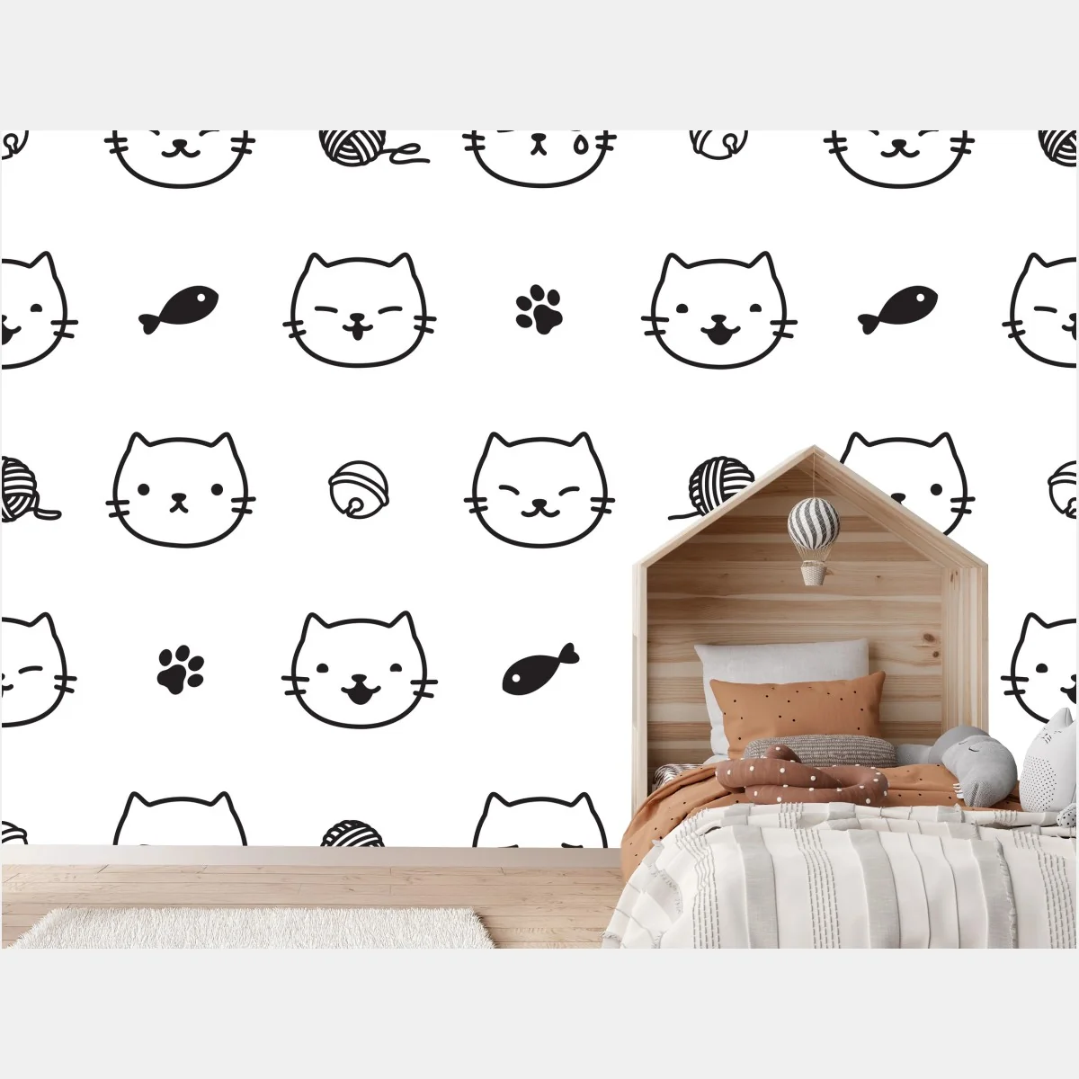 Fototapeta uroczy wzór z kotkami – Wallissimo® Fototapeta uroczy wzór z kotkami – Wallissimo®