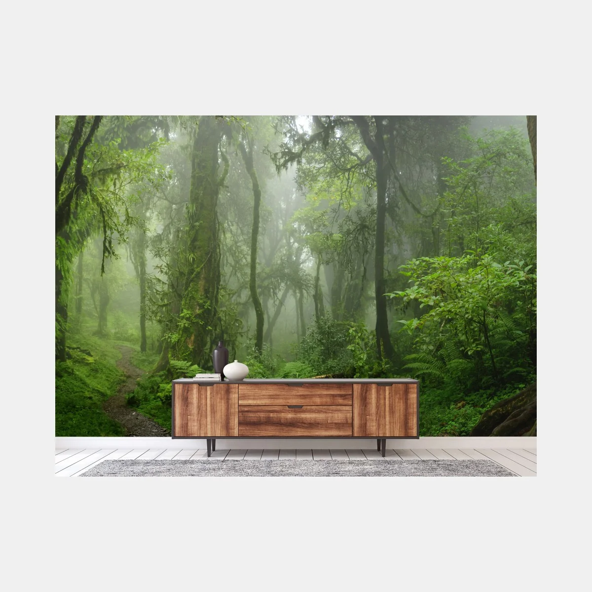 Fototapeta mglisty tropikalny szlak w dżungli – Wallissimo® Fototapeta mglisty tropikalny szlak w dżungli – Wallissimo®