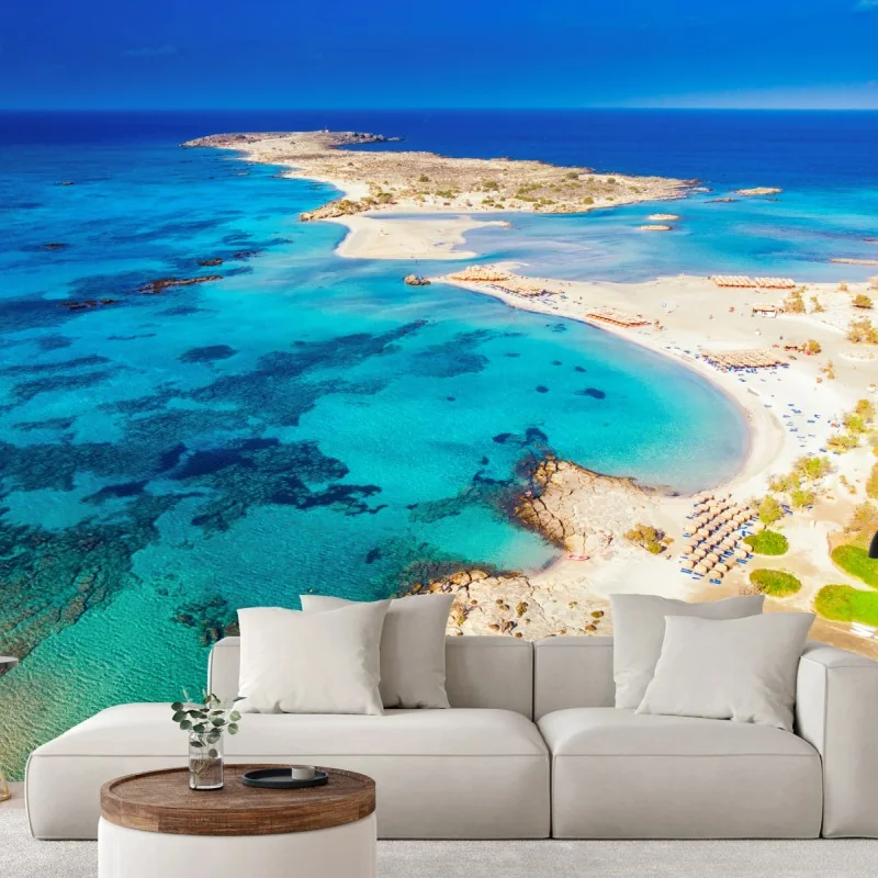 Fototapeta plaża Elafonissi, Kreta turkusowa laguna – Wallissimo® Fototapeta plaża Elafonissi, Kreta turkusowa laguna – Wallissimo®