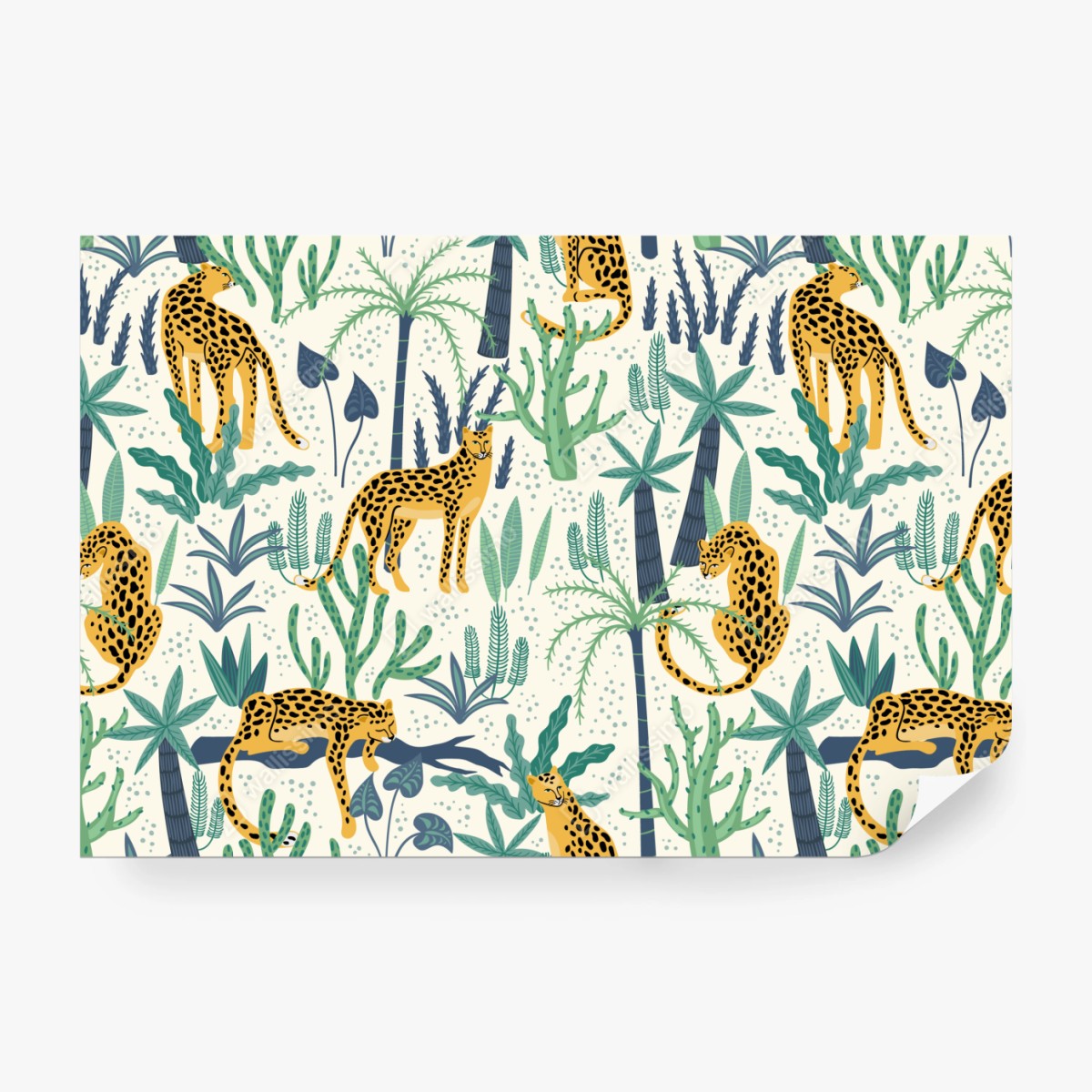 Fototapeta tropikalny wzór z lampartami – Wallissimo® Fototapeta tropikalny wzór z lampartami – Wallissimo®