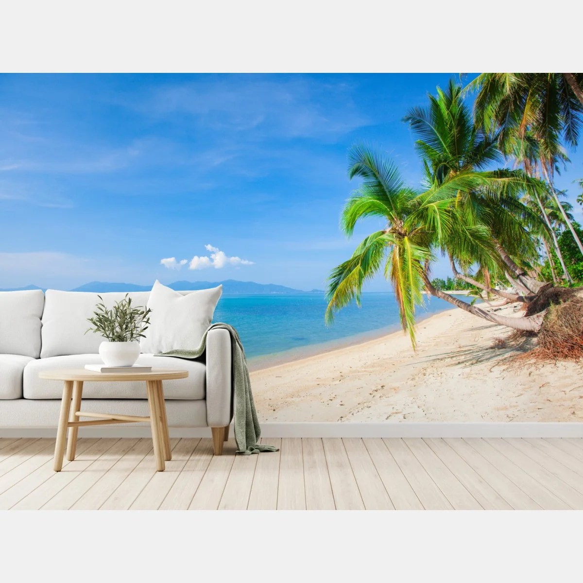 Fototapeta tropikalna plaża z palmami – Wallissimo® Fototapeta tropikalna plaża z palmami – Wallissimo®