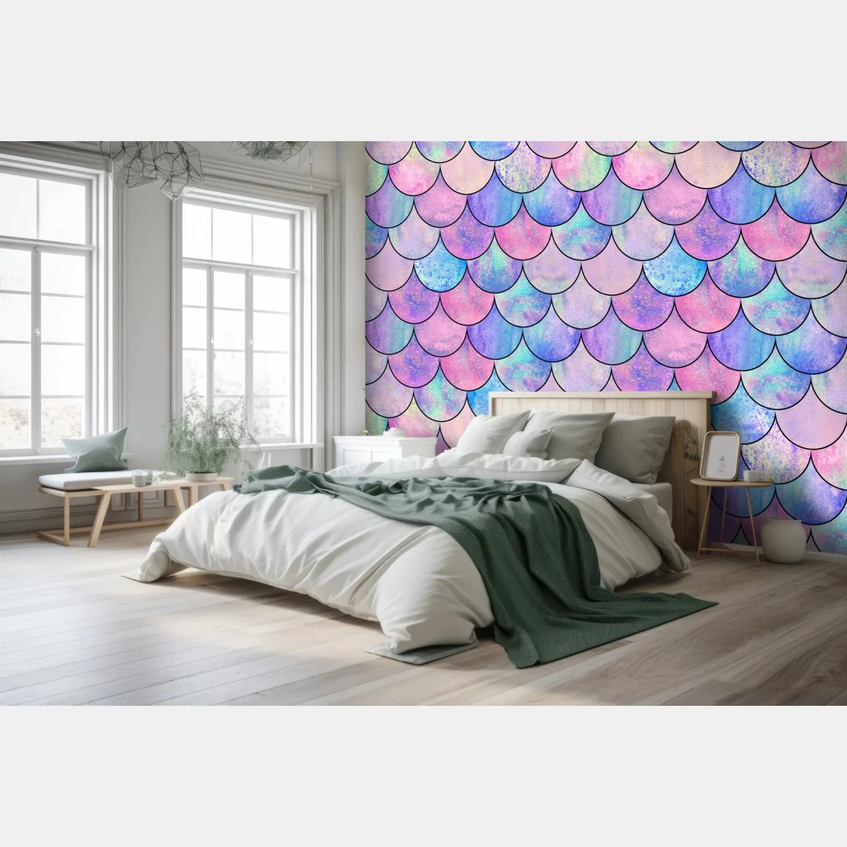 Fototapeta pastelowy wzór łusek syreny – Wallissimo® Fototapeta pastelowy wzór łusek syreny – Wallissimo®