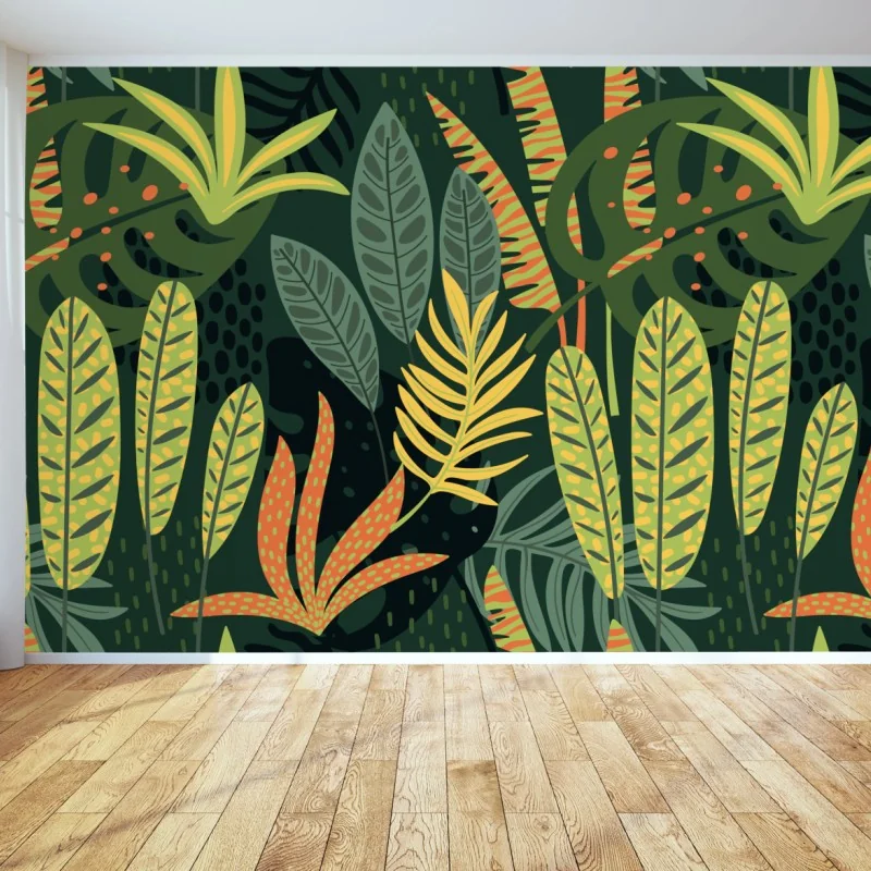 Fototapeta tropikalna dżungla bujnych liści – Wallissimo® Fototapeta tropikalna dżungla bujnych liści – Wallissimo®