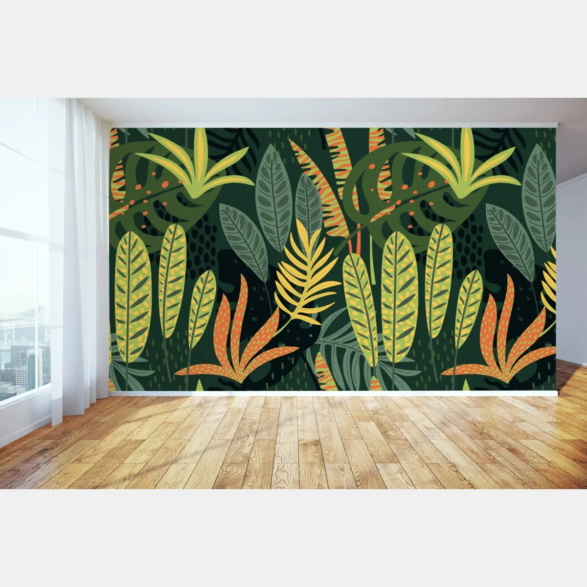 Fototapeta tropikalna dżungla bujnych liści – Wallissimo® Fototapeta tropikalna dżungla bujnych liści – Wallissimo®