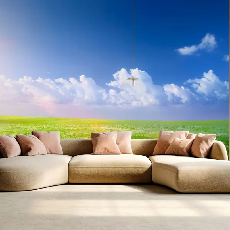 Fototapeta słoneczna wiosenna łąka pod niebieskim niebem – Wallissimo® Fototapeta słoneczna wiosenna łąka pod niebieskim niebem – Wallissimo®