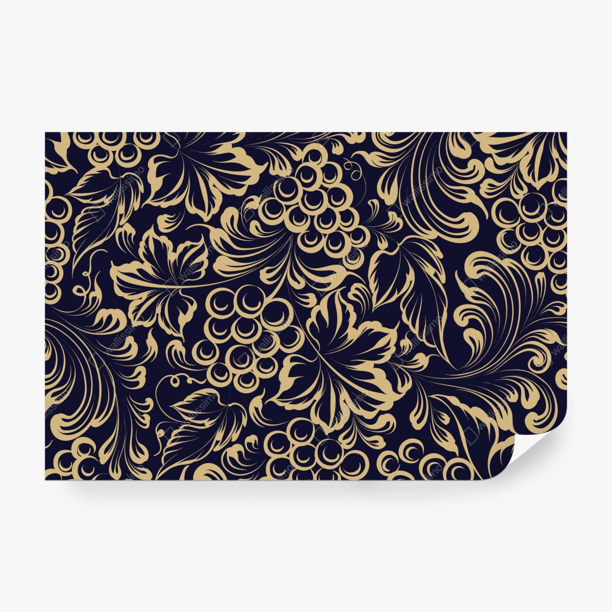 Fototapeta elegancki barokowy wzór z winogronami w złocie – Wallissimo® Fototapeta elegancki barokowy wzór z winogronami w złocie – Wallissimo®