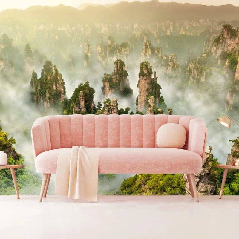 Fototapeta mglisty krajobraz skalny Zhangjiajie – Wallissimo® Fototapeta mglisty krajobraz skalny Zhangjiajie – Wallissimo®