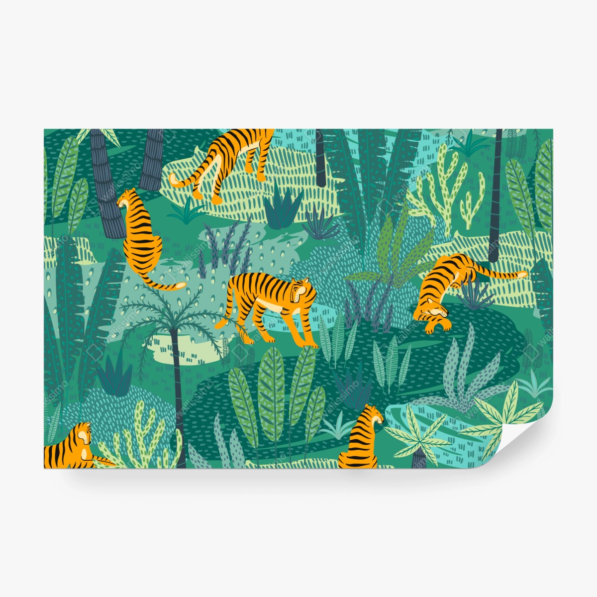 Fototapeta tropikalna dżungla z tygrysami – Wallissimo® Fototapeta tropikalna dżungla z tygrysami – Wallissimo®