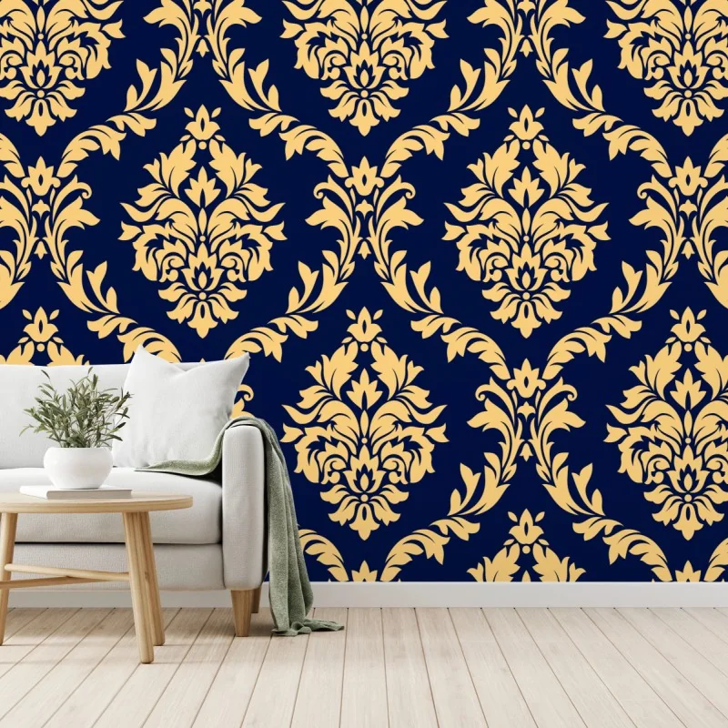 Fototapeta wzór damaskowy w odcieniach złota i granatu – Wallissimo® Fototapeta wzór damaskowy w odcieniach złota i granatu – Wallissimo®