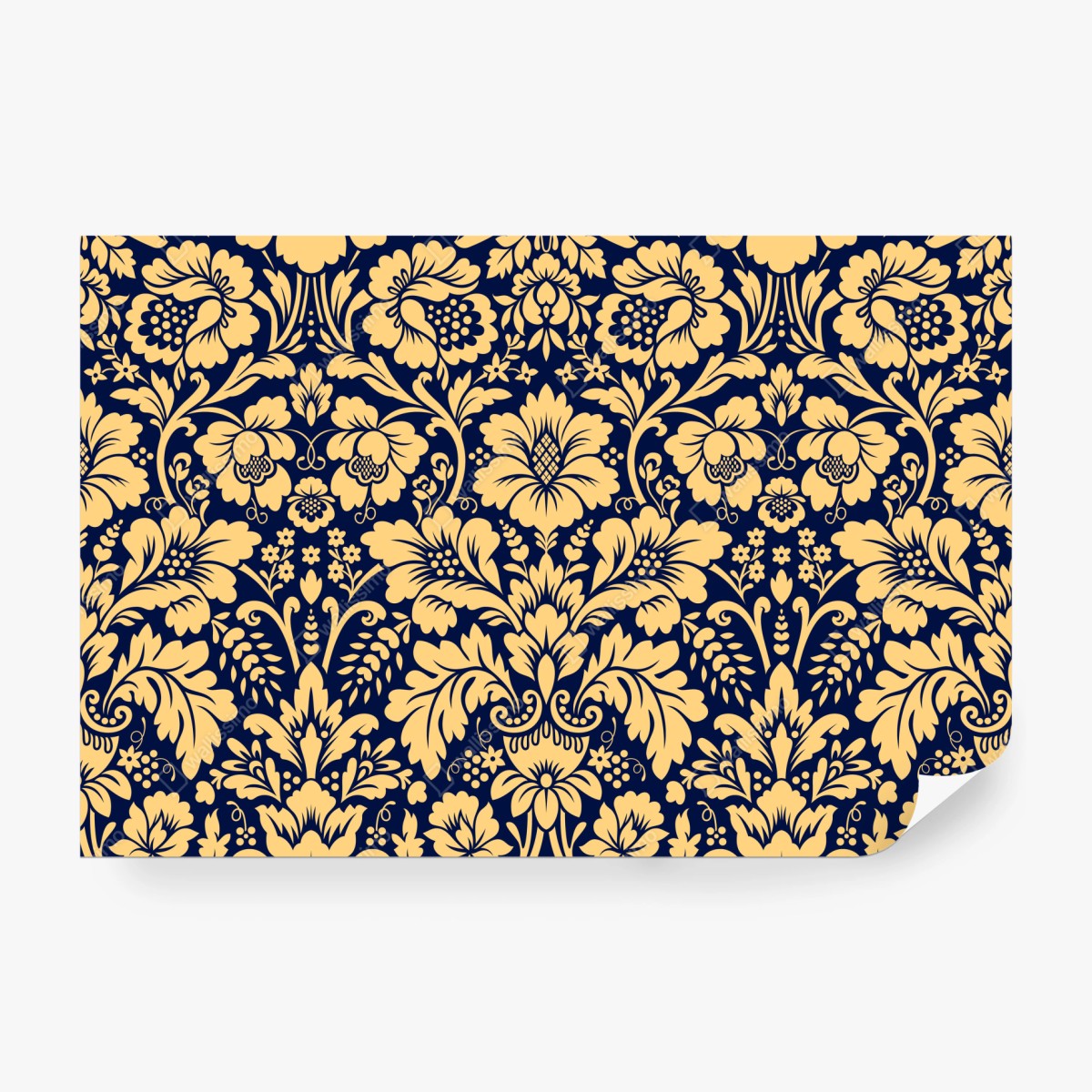 Fototapeta granatowo-beżowy wzór damasceński – Wallissimo® Fototapeta granatowo-beżowy wzór damasceński – Wallissimo®
