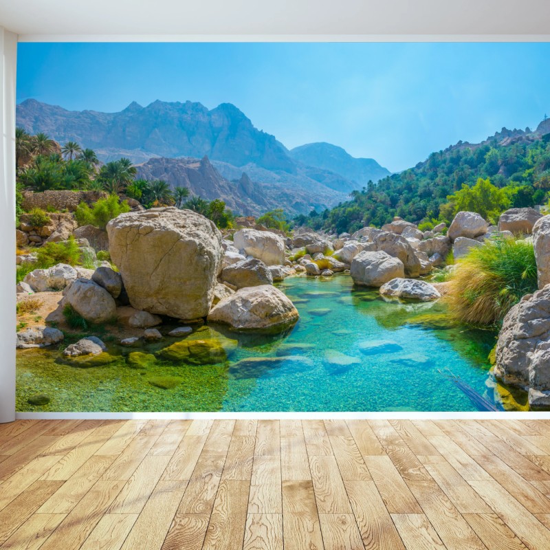 Fototapeta turkusowa górska oaza – Wallissimo® Fototapeta turkusowa górska oaza – Wallissimo®