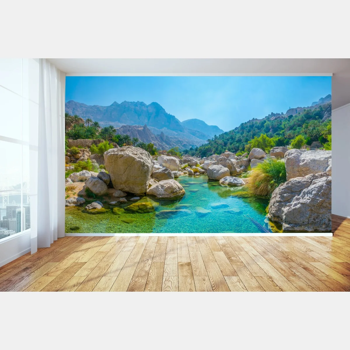 Fototapeta turkusowa górska oaza – Wallissimo® Fototapeta turkusowa górska oaza – Wallissimo®