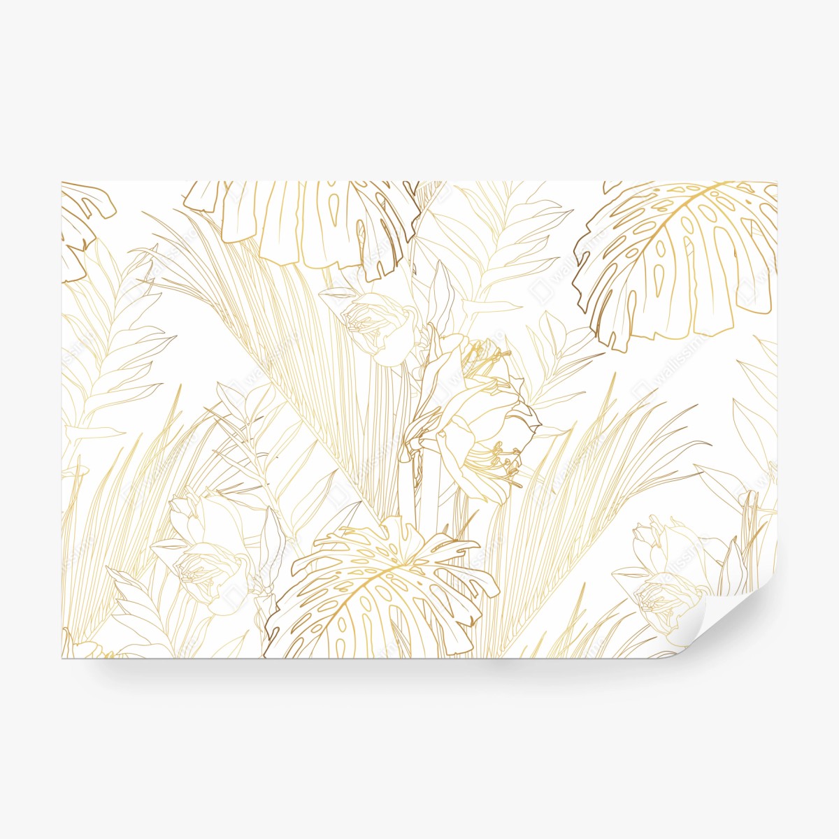 Fototapeta złote tropikalne liście – Wallissimo® Fototapeta złote tropikalne liście – Wallissimo®