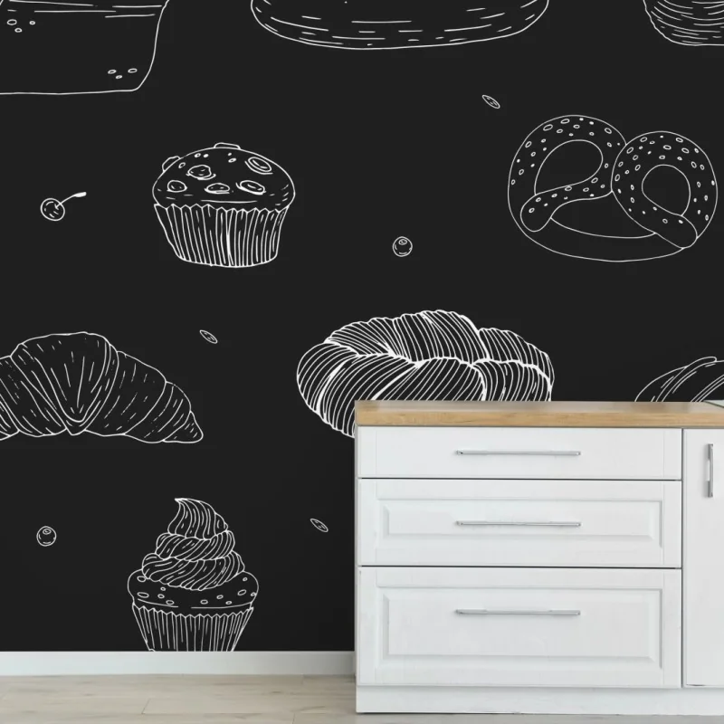 Fototapeta wzór wypieków na czarnym tle – Wallissimo® Fototapeta wzór wypieków na czarnym tle – Wallissimo®