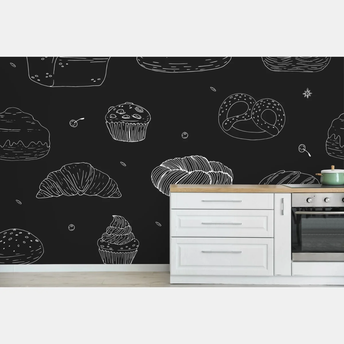 Fototapeta wzór wypieków na czarnym tle – Wallissimo® Fototapeta wzór wypieków na czarnym tle – Wallissimo®