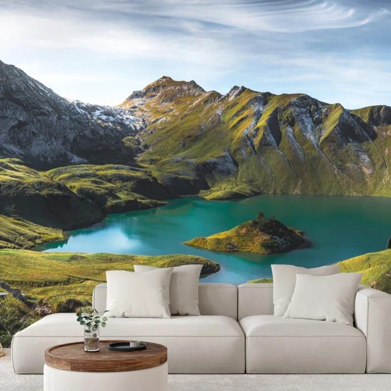 Fototapeta turkusowe jezioro w Schrecksee, Bawaria – Wallissimo® Fototapeta turkusowe jezioro w Schrecksee, Bawaria – Wallissimo®