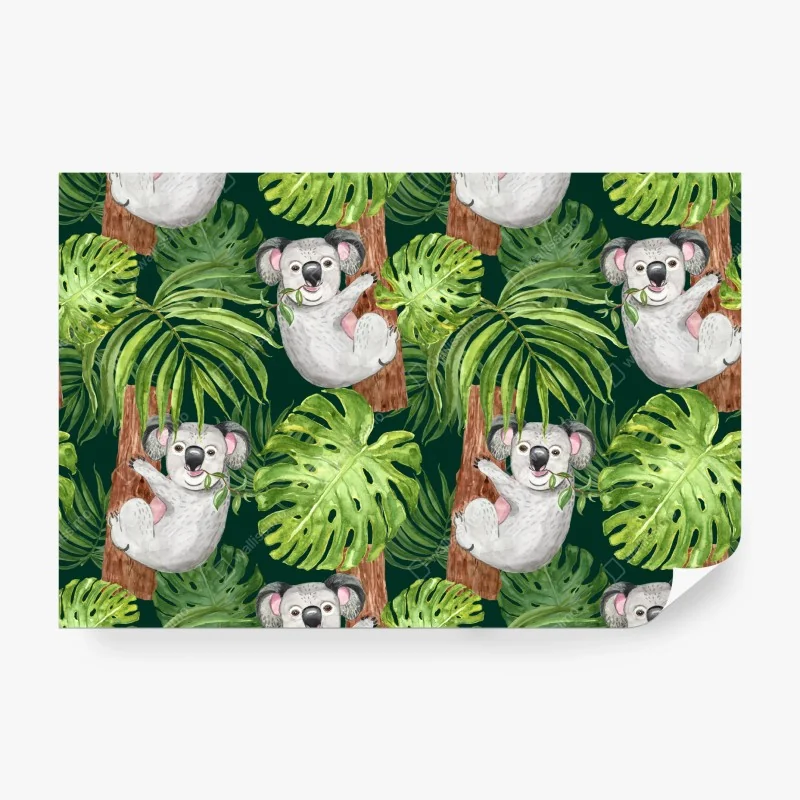 Fototapeta pastelowy tropikalny wzór botaniczny z żurawiami – Wallissimo®