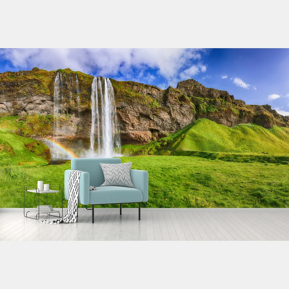 Fototapeta Seljalandsfoss panorama wodospadu – Wallissimo® Fototapeta Seljalandsfoss panorama wodospadu – Wallissimo®