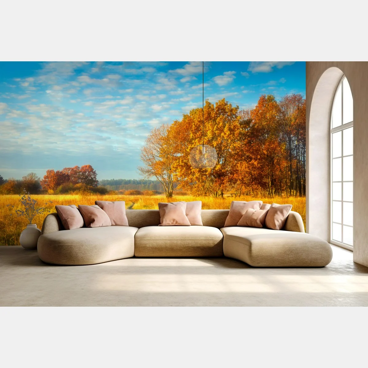 Fototapeta złota jesienna łąka – Wallissimo® Fototapeta złota jesienna łąka – Wallissimo®