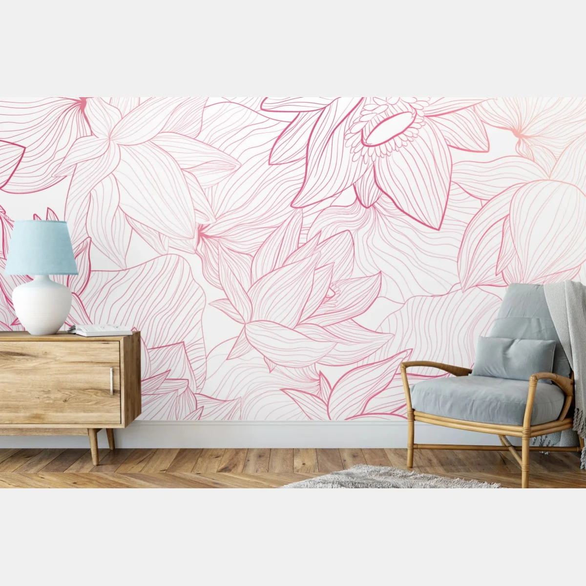 Fototapeta delikatny różowy wzór kwiatowy – Wallissimo® Fototapeta delikatny różowy wzór kwiatowy – Wallissimo®