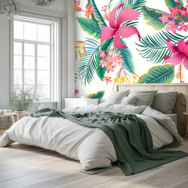 Fototapeta tropikalny botaniczny wzór kwiatowy – Wallissimo® Fototapeta tropikalny botaniczny wzór kwiatowy – Wallissimo®