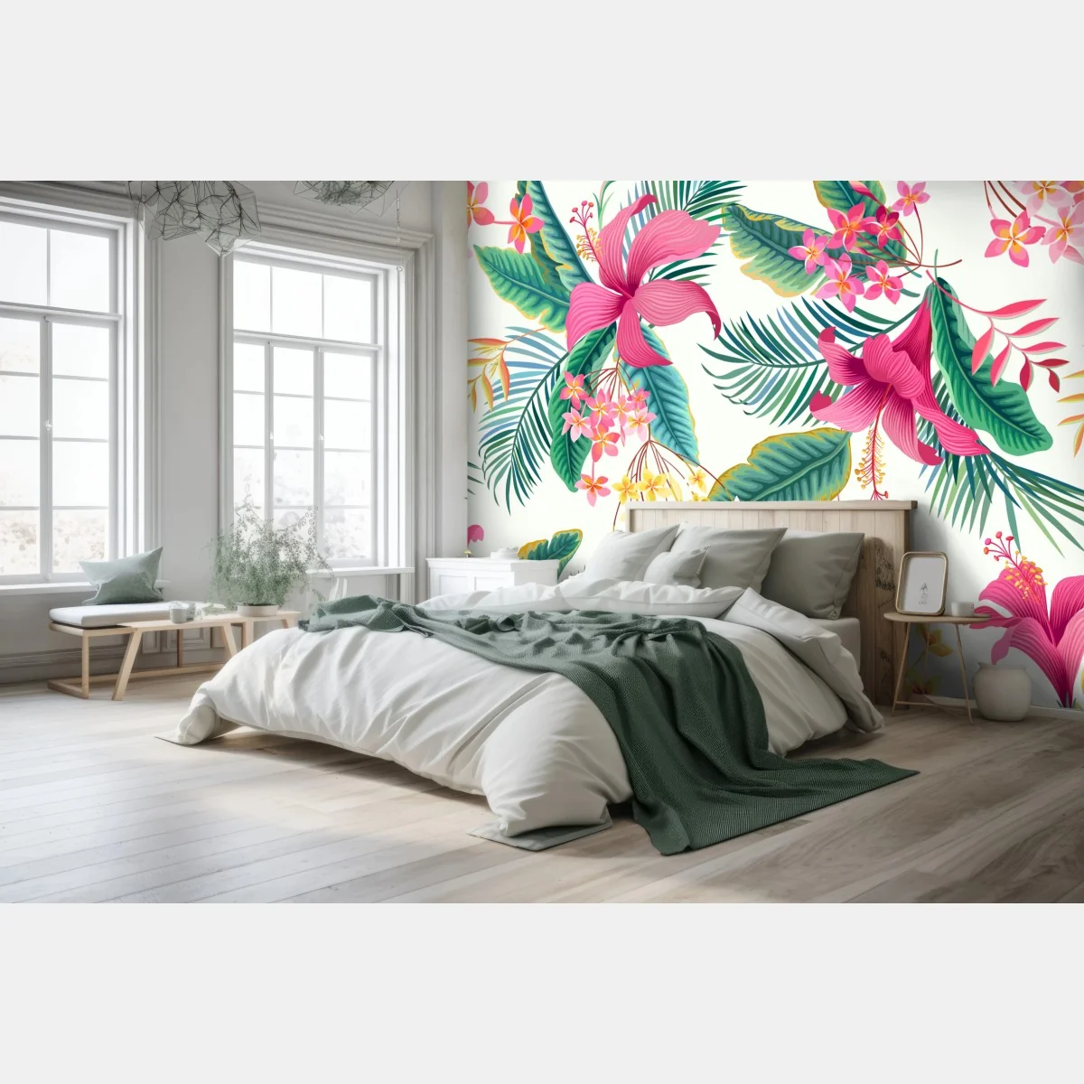 Fototapeta tropikalny botaniczny wzór kwiatowy – Wallissimo® Fototapeta tropikalny botaniczny wzór kwiatowy – Wallissimo®